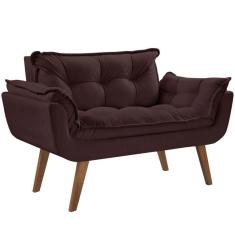 Imagem de Poltrona Namoradeira Opalla Suede - Base Palito -Marrom