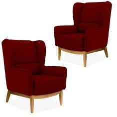 Imagem de Kit 02 Poltronas Decorativas Para Sala de Estar Milena D02 Base de Madeira Veludo Marsala B-278 - Lyam Decor
