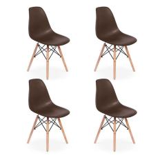 Imagem de Conjunto 4 Cadeiras Charles Eames Eiffel Wood Base Madeira Marrom