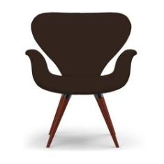 Imagem de Poltrona Decorativa Cadeira Tulipa Marrom Base Fixa Madeira