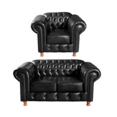 Imagem de Conjunto Sofá 2 Lugares e Poltrona Luis Xv Chesterfield Vintage - BELL