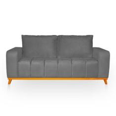 Imagem de Sofá 3 Lugares Memphis Ultra Conforto Em Madeira Maciça E Suede Cinza