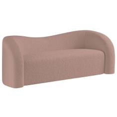 Imagem de Sofá Curvo 3 Lugares Orgânico Sala Recepção Escritório Coréia 180cm Linho Cor Rosê