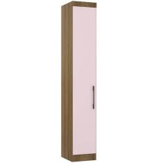 Imagem de Guarda Roupa Modulado 38cm 1 Porta Paris Luciane Móveis Avelã Pf Com Rosa Pf