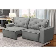 Imagem de Sofá Retrátil E Reclinável 3 Lugares Com Molas 1,50M Alana Suede Cinza