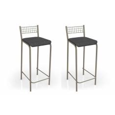 Imagem de Kit 2 Banquetas Sala Jantar Gênova B705nk Un Níquel/preto - Kappesberg