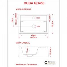Imagem de Kit Cuba Q45 Com Torneira Luxo 1195 Metal E Válvula Click 1 Pol. Sifão Cromado E Flexível Compace 