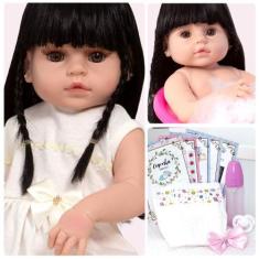 Imagem de Boneca Tipo Reborn Silicone Morena Princesa Pode Dar Banho - Cegonha R
