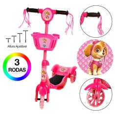 Imagem de Patinete Infantil Rosa d Patrulha Canina 3 Rodas Com Led/Som