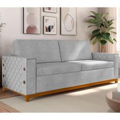 Imagem de Sofá Living Vintage 3 Lugares 225cm em Linho Áspen Cinza