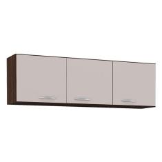 Imagem de Armário Aéreo para Cozinha 3 Portas 120 cm Chocolate Off White- Poquema