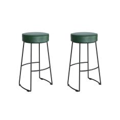 Imagem de Conjunto 2 Banquetas Nice em Aço Industrial Yescasa Preto / Verde Musgo