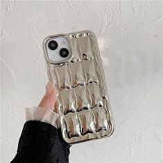 Imagem de Capa de telefone com padrão de pão 3D de luxo para iPhone 14 13 12 11 Pro Max 14 Pro Max 14 Pro Candy Color Soft Back Cover, prateado, para iPhone 12