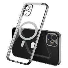 Imagem de Capa de carregamento magnético sem fio de luxo para iPhone 13 12 11 Pro Max Mini XR Xs X 7 8 Plus Capa de silicone macio, preto, para iPhone 8 Plus