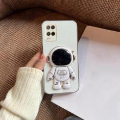 Imagem de Para Oppo a54 Capa de revestimento de suporte de astronauta para Oppo A54 A52 A16 A15 A36 A58 A53 A74 A57 A17 A72 4g 5g Capa de suporte de silicone, branca, para OPPO A53S 4G