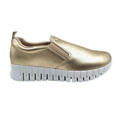 Imagem de Tênis Comfortflex Slip On Couro Dourado 2484301-Feminino