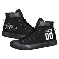 Imagem de KPOP StrayKids Merch Shoes Tênis Bang Chan Lee Know ChangBin Han I.N Felix HyunJin Seungmin Hiphop tênis de lona cano alto