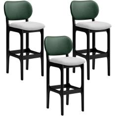 Imagem de Kit 3 Banquetas Alta Betta Preto Facto Verde Linho Cinza