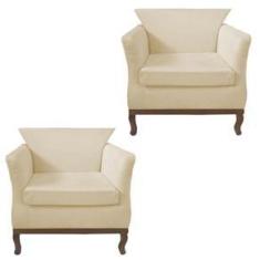 Imagem de Kit 02 Poltrona Decorativa Veneza Suede Bege - Dominic Decor