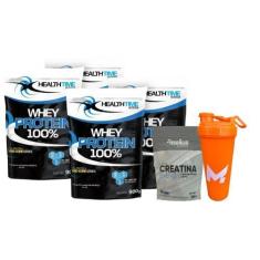 Imagem de 4X Whey Protein 100% 900G Health Time (3,6 Kg) + Creatina 300G + Coque