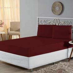 Imagem de Jogo de Lençol Queen Malha 100% Algodão 3 Peças - Vinho