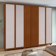 Imagem de Guarda-roupa Ollie 6 Portas 6 Gavetas 6 Prateleiras com Pés Frassino/off White