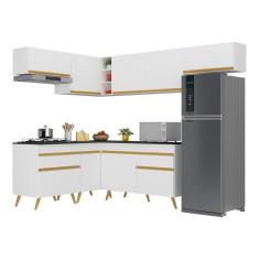 Imagem de Armário De Cozinha Completa De Canto V269 Branco Dourado
