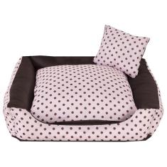 Imagem de Cama Pet Para Cães E Gatos Poa Porte Médio Marrom Rosa F101