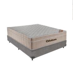 Imagem de Cama + Box Airtech Colchão Ortobom Viúva 128cm SpringPocket, Cinza