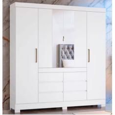 Imagem de Guarda Roupa Casal com Espelho 4 Portas 6 Gavetas Demóbile Cádis Branc