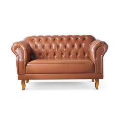 Imagem de Sofá Duque Chesterfield 2 Lugares couro Ecológico Caramelo 302