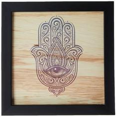 Imagem de Arte Maníacos Quadro Decorativo em Madeira Hamsa Mão de Fátima - 46x32,5cm (Moldura caixa em laca )