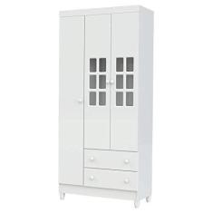 Imagem de Guarda Roupa Infantil 3 Portas Mariah Branco Brilho - Carolina