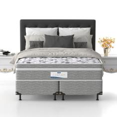 Imagem de Cama Box Queen Size Probel Century D28 com Molas Ensacadas e Pillow Euro 70x158x198cm - Branco/Cinza
