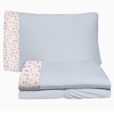 Imagem de Jogo De Lençol 3 Peças Berço Americano 70X130cm Foguete Rosa Brilha Ma