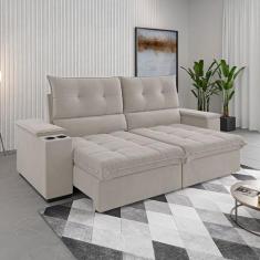 Imagem de Sofá 4 Lugares Santiago Retrátil E Reclinável Marfim - Viero Móveis