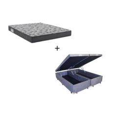 Imagem de Cama Box Baú Casal Bipartido 138 Suede Cinza Com Colchão De Espuma - D