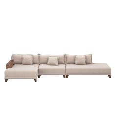 Imagem de Sofá de Canto 5 Lugares Esquerdo Osaka Tecido Bege