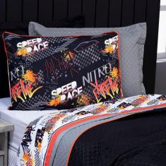 Imagem de Jogo De Cama Speed Car Branco/Cinza Solteiro 03 Peças