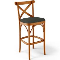 Imagem de Banqueta Alta Cozinha Bancada Bar Sala de Jantar Estofada Ávila L02 Linho Verde Musgo - Lyam