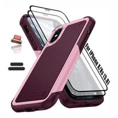 Imagem de ymxdmd Capa resistente para Apple iPhone X/Xs de 5,8 polegadas, 4 cantos com airbags [proteção contra quedas de 3,6 metros], antiderrapante, texturizada, amortecedor, suporte, carregamento sem fio,