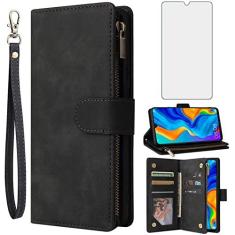 Imagem de Asuwish Capa carteira compatível com Huawei P30 Lite protetor de tela de vidro temperado e capa flip de couro suporte para cartão acessórios celulares capas de telefone para Havaí P30Lite P 30 30Lite