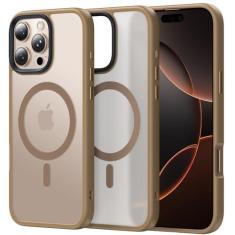 Imagem de Meifigno Capa magnética para iPhone 16 Pro de 6,3 polegadas, compatível com MagSafe, proteção de nível militar, traseira fosca translúcida com chaves de metal, capa à prova de choque projetada para