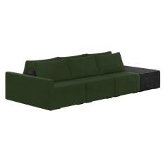 Imagem de Sofá Ilha 3 Lugares Living 312cm Modulado Sala Lary Veludo Verde/PU Pto K01 - D`Rossi