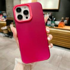 Imagem de Capa de telefone luxuosa fosca em cores doces para iPhone 14 13 12 11 Pro Max XS X XR 8 7 Plus SE Capa macia de proteção de lente, vermelha, para iPhone 13Pro Max