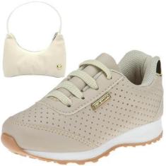 Imagem de Tênis Infantil Feminino Elástico Jogger com Bolsinha Bege - Club Happy 20.015-Feminino