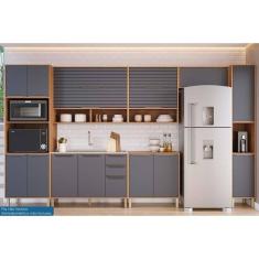 Imagem de Cozinha Completa Esplêndida 7 Peças (3Aéreos+2Balcões+1Paneleiro+1TorreQuente) C7P184 Freijo/Titanium - MGM