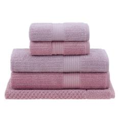Imagem de Jogo de Toalhas Buddemeyer Fio Penteado Canelado Gigante 5 peças, Rosa