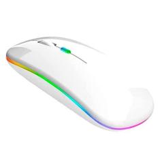 Imagem de Mouse Sem Fio Wireless Recarregável RGB Gamer 1600dpi Branco