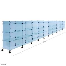 Imagem de Balcão de Atendimento Modulado em Vidro com Rodízios - 5,00 x 1,10 x 0,30